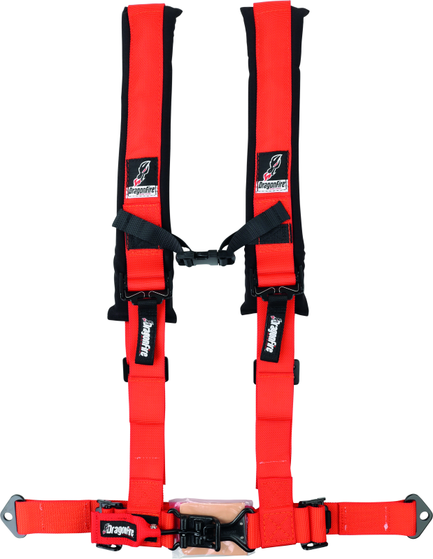 Polaris UTV Seat Belt Harness - DragonFire Racing - H-Style, 4-Point, 2in Buckle - Orange - `15-`19